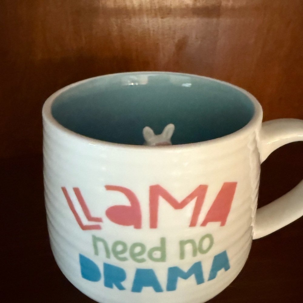 Llama No Drama Mug - White and Blue